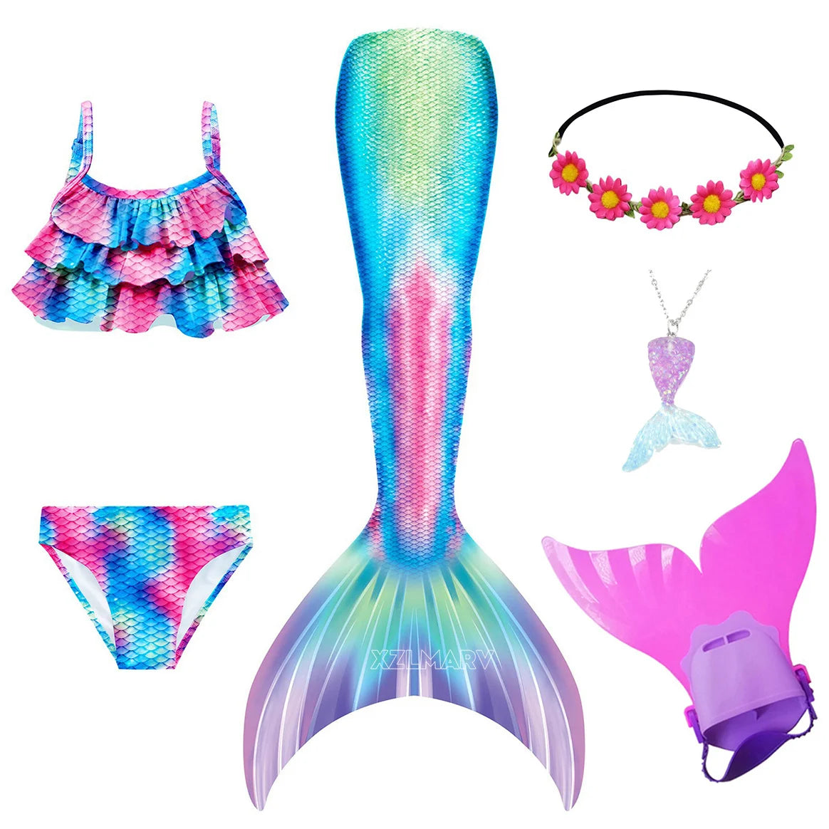 Mermaid Costume For Girls With Tail And Monofin Cosplay Ready
