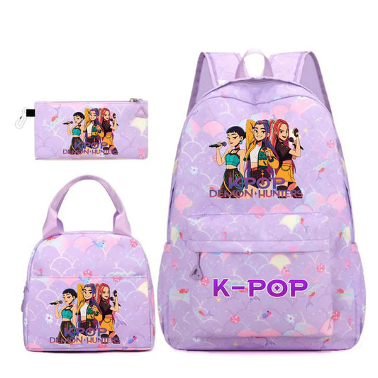 Kpop Demon Hunters Backpack | 32L Air Cushion | Three-Piece Set