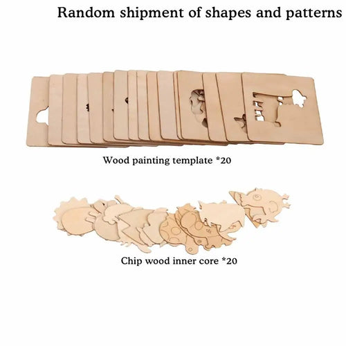 20pcs Montessori Wooden Drawing Toys DIY Painting Template Stencils ToylandEU.com Toyland EU