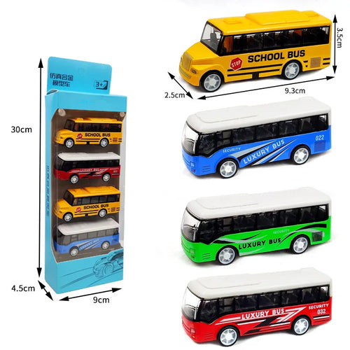 Set of 4 Toddler Car Toys with Various Police, School Bus, and Taxi Styles Made of Durable Alloy ToylandEU.com Toyland EU