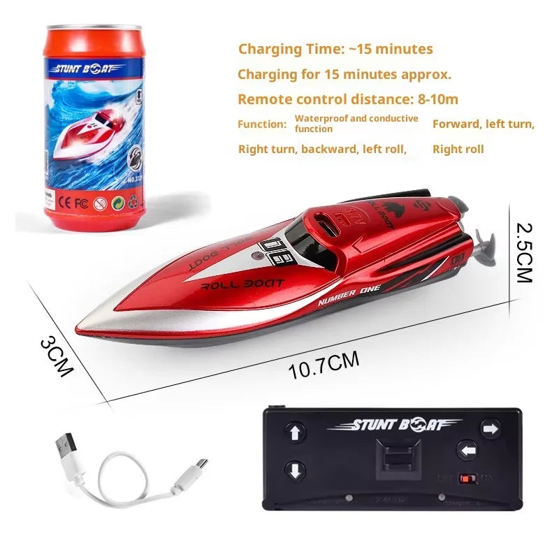 RC Boat | 2.4GHz Remote | Rechargeable Battery | Red