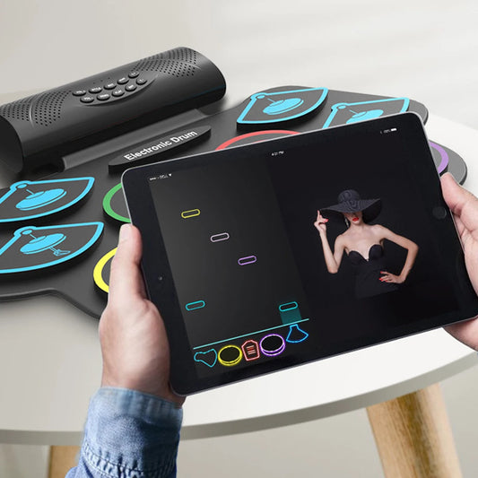 Portable Electronic Drum Set With Sticks And Bluetooth BT