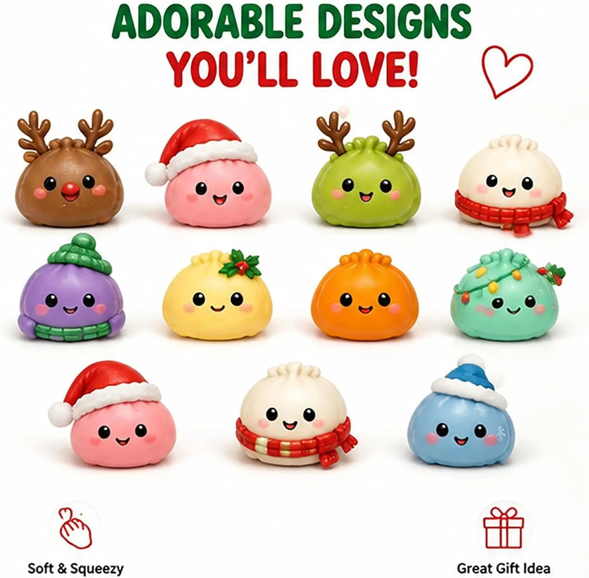 Christmas Fidget Calendar | 24 Day Countdown | Soft Squeeze Toy | Party Fav