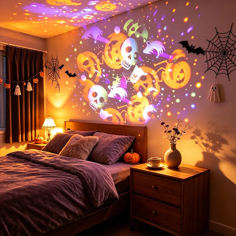 Halloween LED Projector | Rotatable Head | Ghost Pumpkin Themes | Indoor Decor