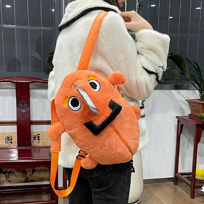 Pochita Plush Backpack & Slippers - Cozy Cosplay Fun for Everyone!