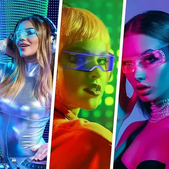 Cool Cyberpunk Visor Glasses LED light up Glasses Luminous futuristic glasses Rave Outfit for Festival Season Party props - ToylandEU