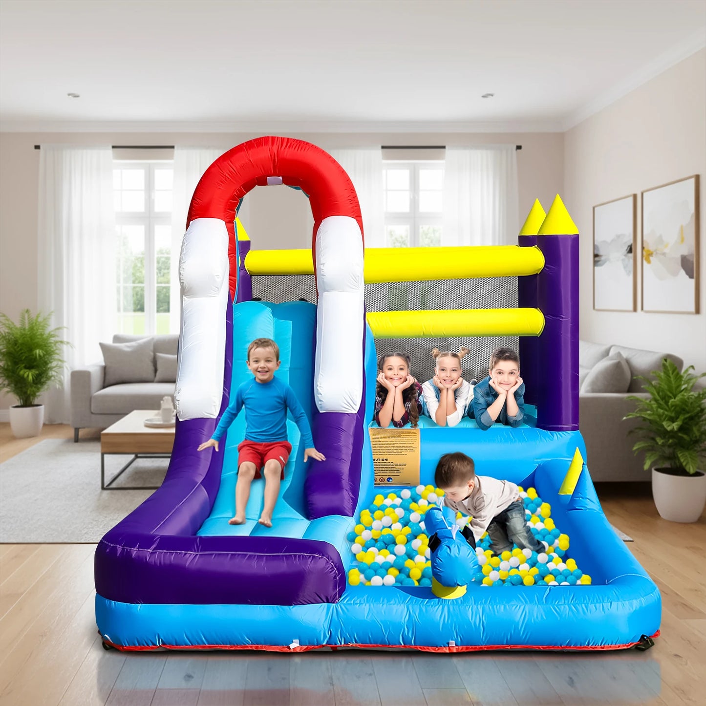 Inflatable Water Slide Bounce House With Splash Pool And Blower