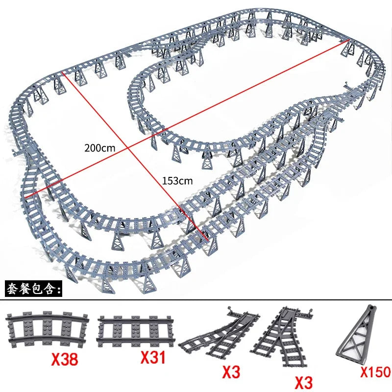 Train Track Building Blocks | Compatible With LEGO | Bridge Cross Track | Cross Track Set