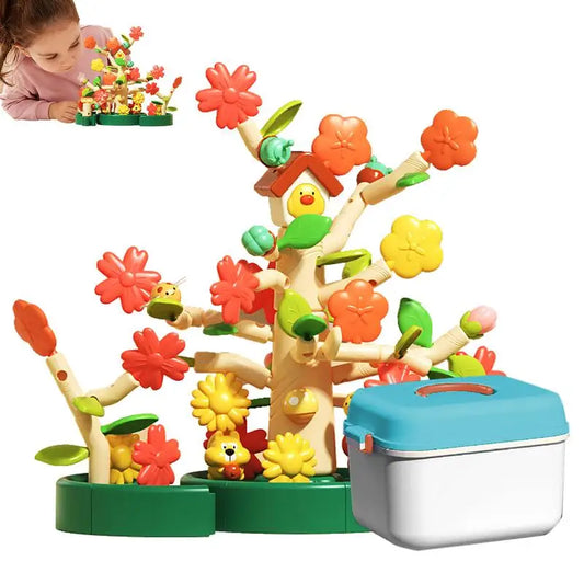 STEM Flower Garden Building Blocks Set - Montessori Learning Fun for Kids