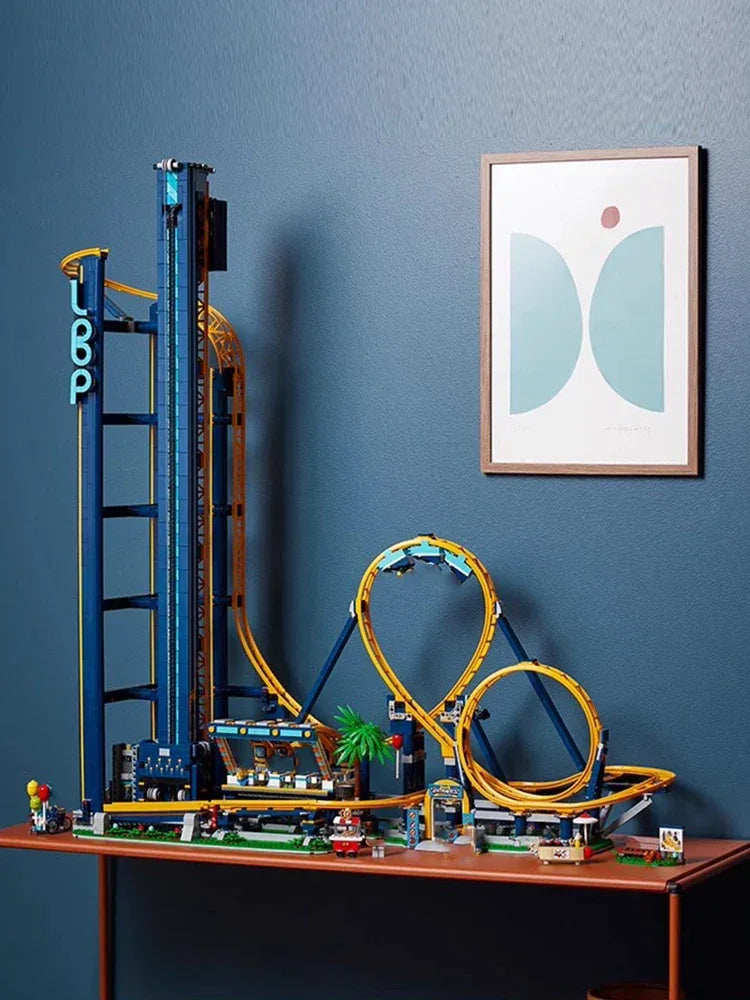 Blue Roller Coaster Building Blocks Set High Difficulty