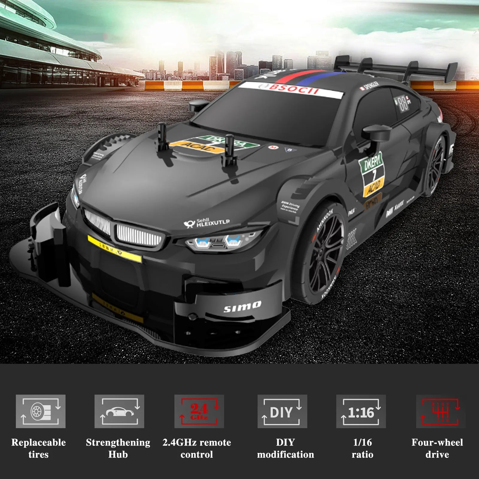 1:16 RC Drift Car 1/16 Remote Control Car 2.4GHz 4WD Remote Control - High-Speed Remote Control Drift Car with Long Battery Life - ToylandEU