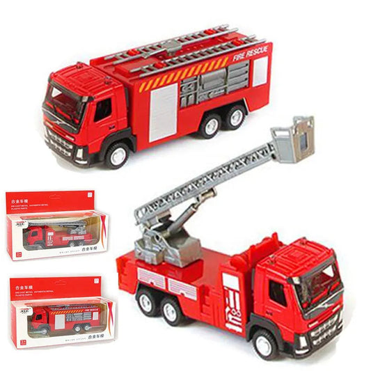 Large Children's Red Alloy Fire Truck Toy 1:50 with Metal Sliding Ladder - ToylandEU