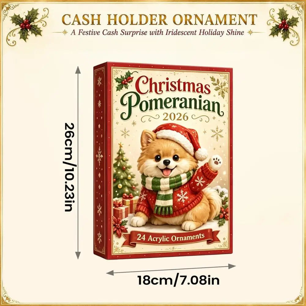 Advent Calendar | 24 Day Dog Ornaments | 2D Acrylic Christmas Countdown | Door Window And Tree Decor