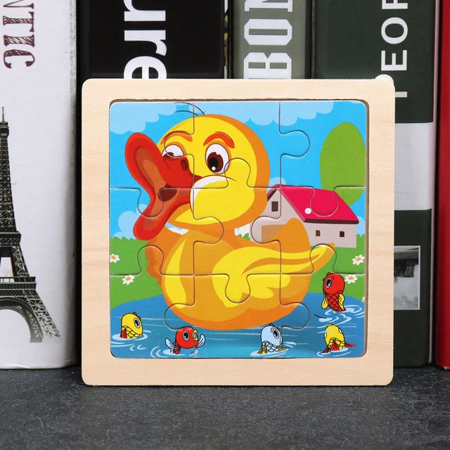 3D Wooden Puzzle | 11x11cm | Animal and Vehicle Cartoon Theme | Unisex