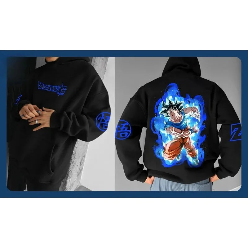 Men's Hoodie | Goku Graphic Print | Loose Fit Design | Red Streetwear Style