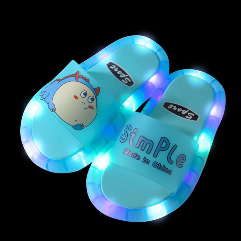 Children's LED Slipper with Luminous Jelly, Beach Sandals, and Non-slip PVC for Summer Blue