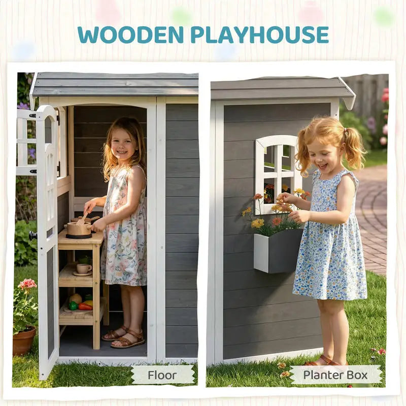 Outdoor Wooden Playhouse For Kids With Imaginative Play