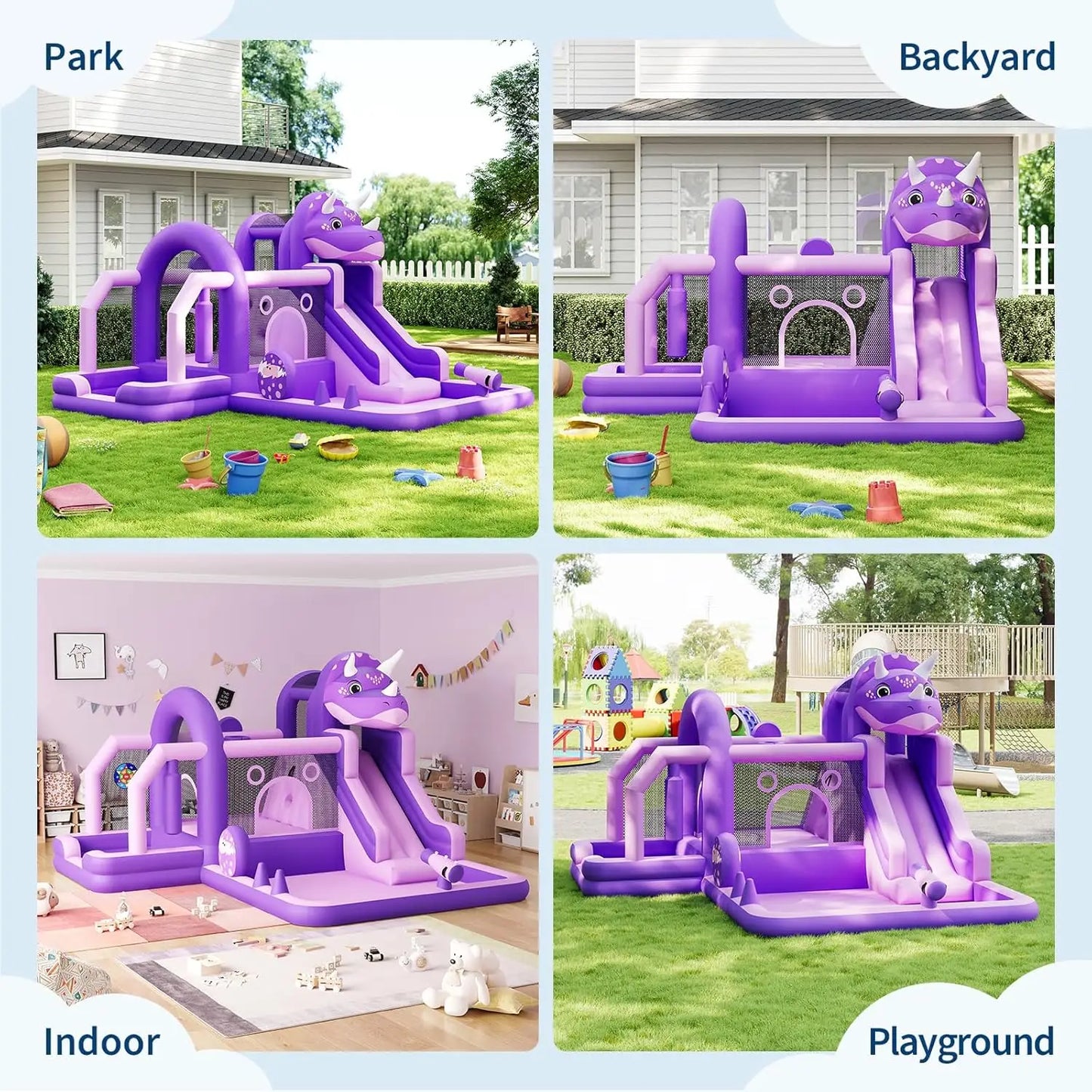 Dinosaur Themed Inflatable Bounce House With Water Slide Quick Setup