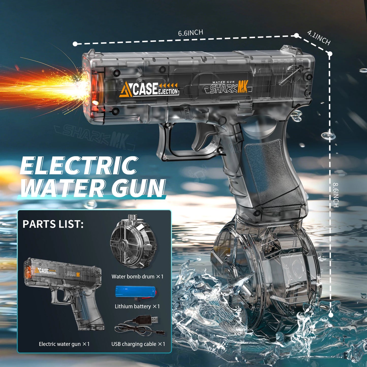 Water Gun Toy | Rechargeable Long-Range Blaster | Beach Pool | Ages 14 Up