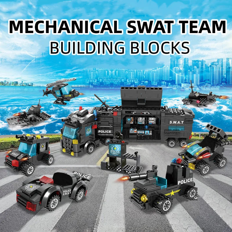 Mechanical SWAT Team Police Car Building Blocks Toy - ToylandEU