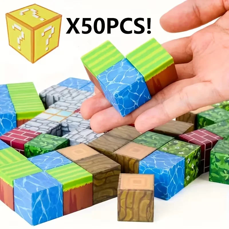 Magnetic Building Blocks Set | Multi Size Blocks | Pixel Cubes | 50/100/200 Pcs