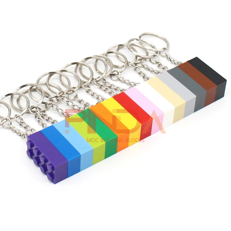 MOC Key Chain Bricks | 10 Pcs Pack | 2X4 Compatible Plates | Kids Craft Set