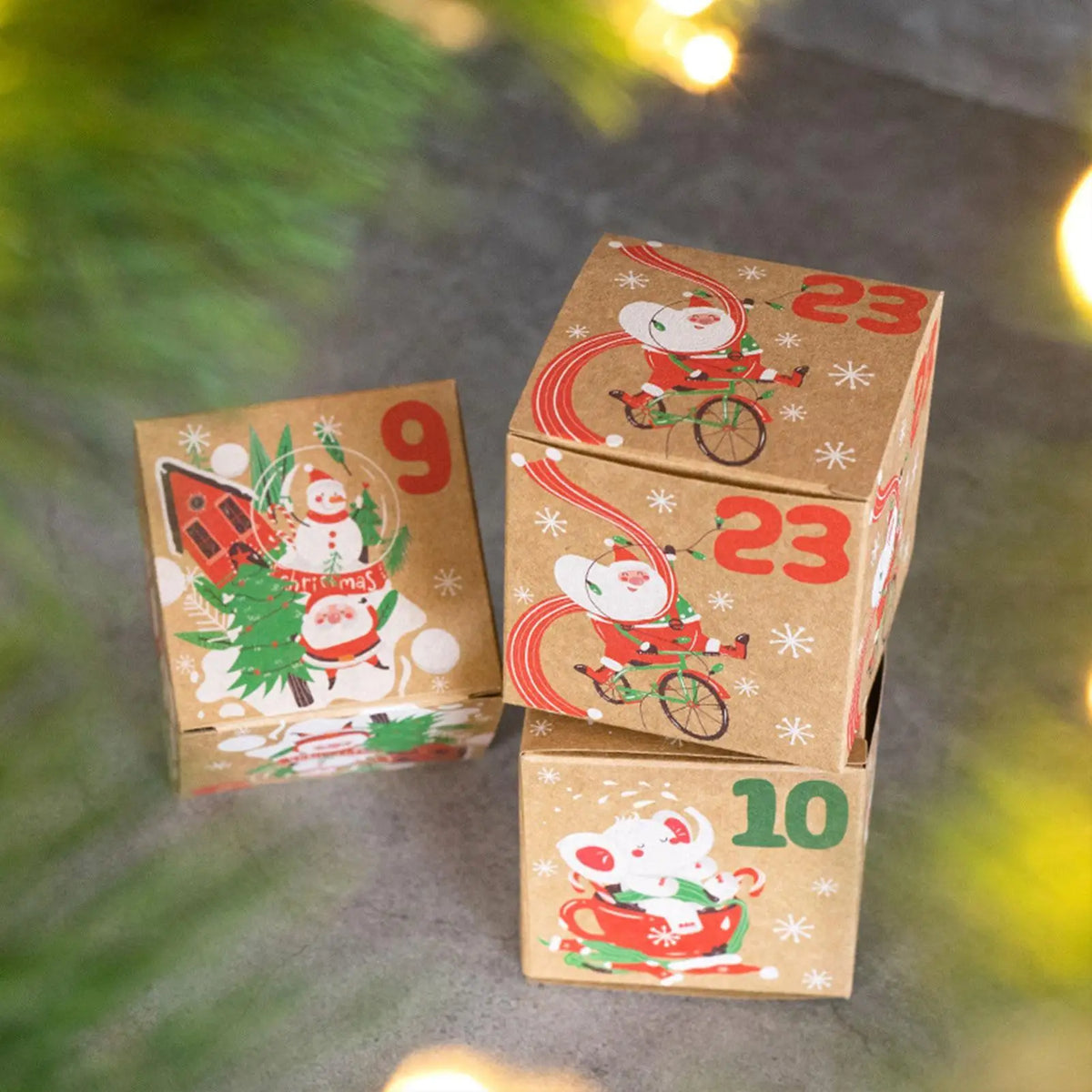 Advent Calendar | 24 Empty Kraft Paper Boxes | 7 cm Cube Gift Boxes | DIY Christmas Countdown Decor