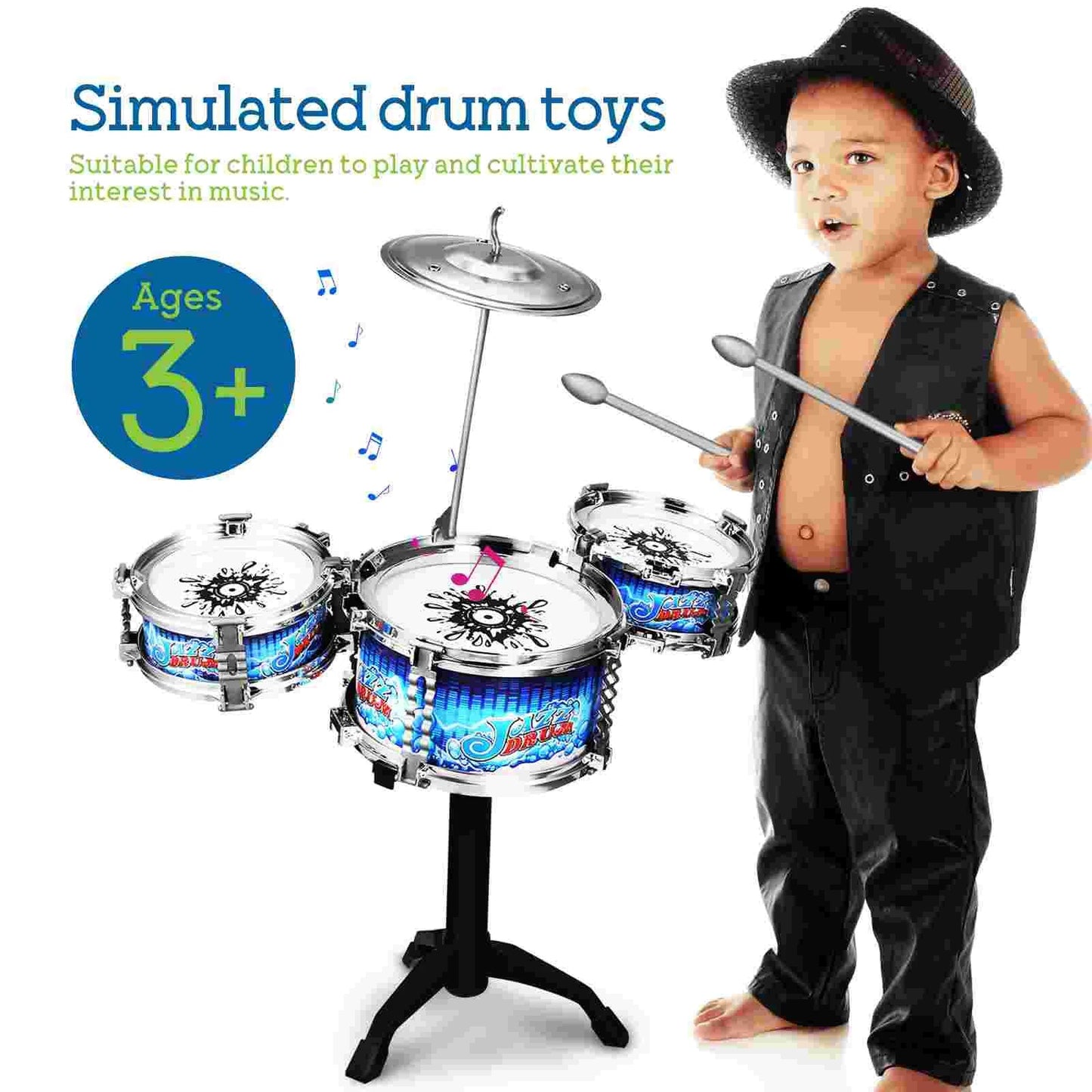 Kids Drum Set Drums Music Educational Toys For Ages 5-9 Plastic - ToylandEU