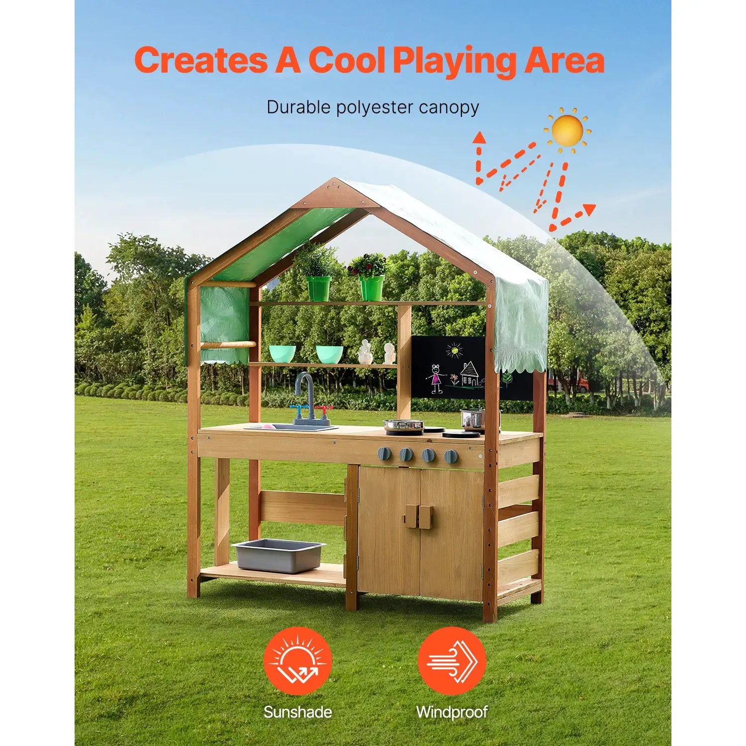 SucceBuy Mud Kitchen Cookware Toys Kids Outdoor Toddler Grocery Store Playset with Stoves Faucet for Children Birthday Gifts - ToylandEU
