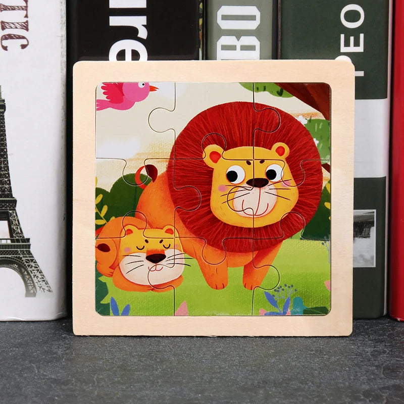 3D Wooden Puzzle | 11x11cm | Animal and Vehicle Cartoon Theme | Unisex