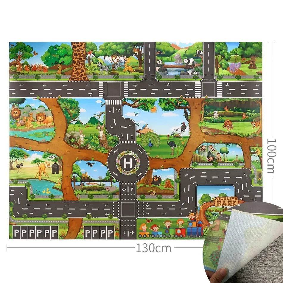 Children Playmat Activity Surface Waterproof Map Kids Animal Road Toy Baby Dinosaur Road Portable Carpet Farm Road Non-Toxic Mat - ToylandEU