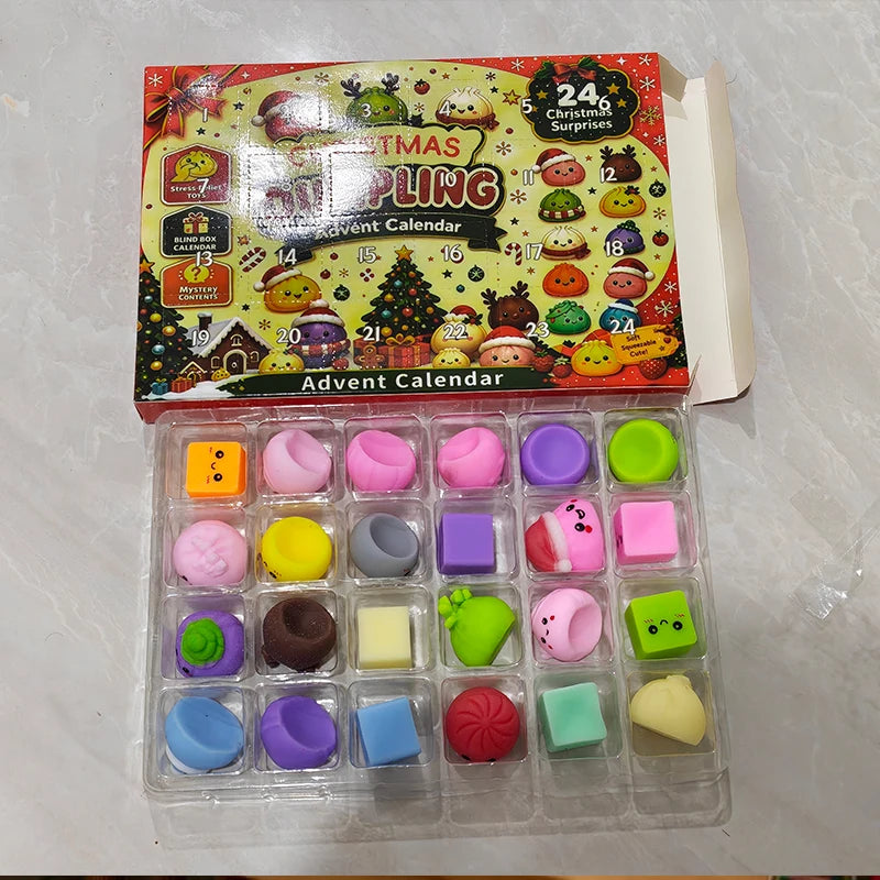 Advent Calendar | 24 Day Adult Sensory Squeeze Toys | 3D PVC Stress Relief | Random Surprises 2.5 To 3.5 cm