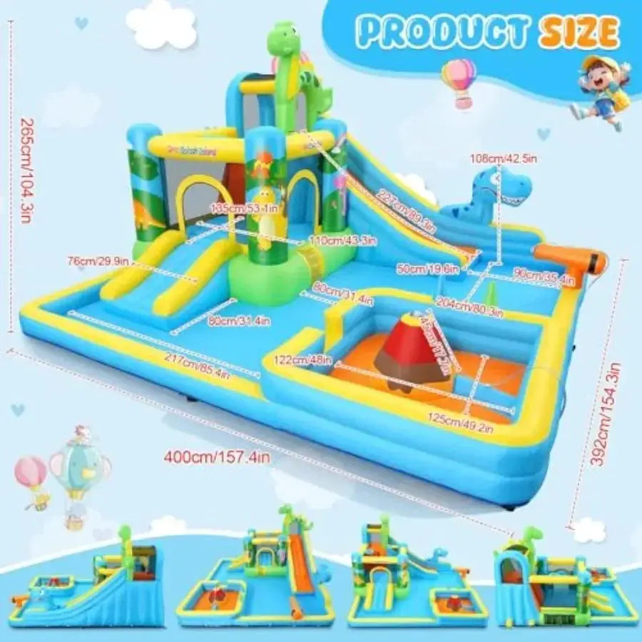 Inflatable Water Slide Bounce House for Big 8-2, Large Bounce House with Water Slide, Long and Short Slides, Splash Pool, Boxin - ToylandEU
