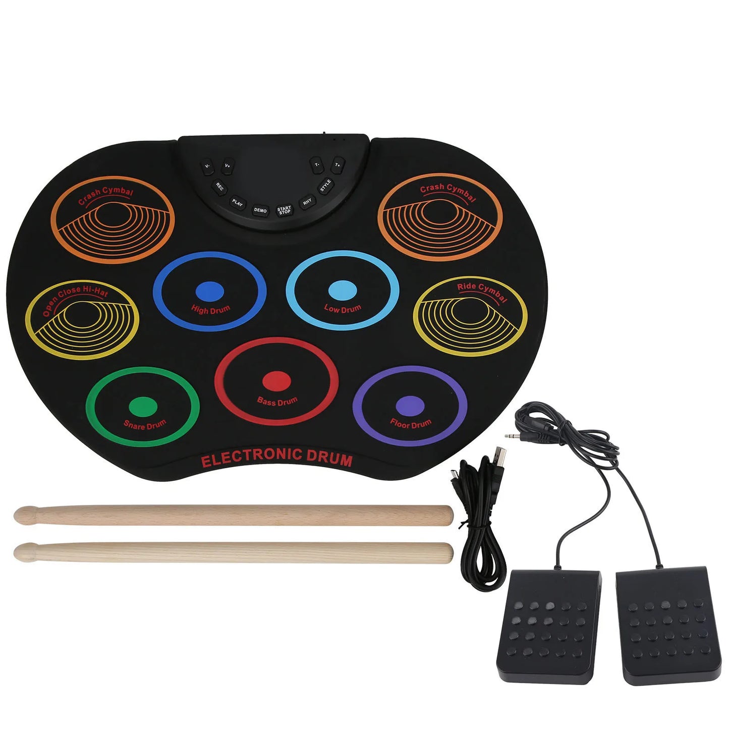Portable Electronic Drum Pad For Beginners With Colorful Pads