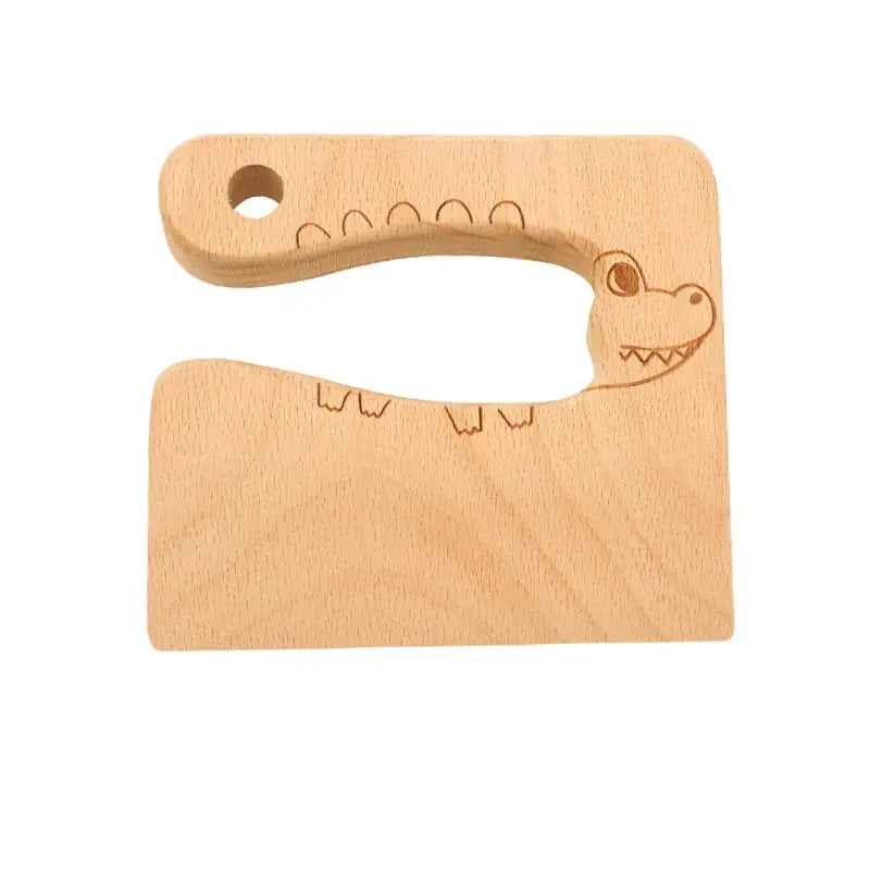 Wooden Kids Knife for Cooking Cute Fish Dinosaur Shape Kitchen Toy Vegetable Fruit Cutter Kitchen Tool Toys Wood Knife for Child - ToylandEU