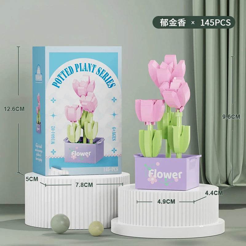 Premium Building Block Kit Flower Bouquet 3D DIY Home Decor - ToylandEU
