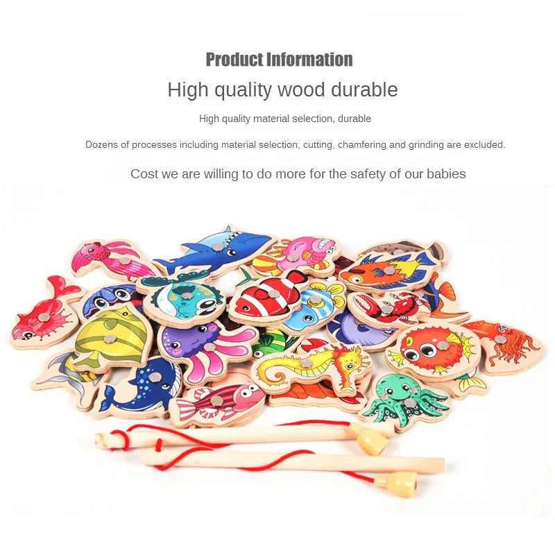 Wooden Magnetic Fishing Toys for Baby Marine Life Discovery - ToylandEU