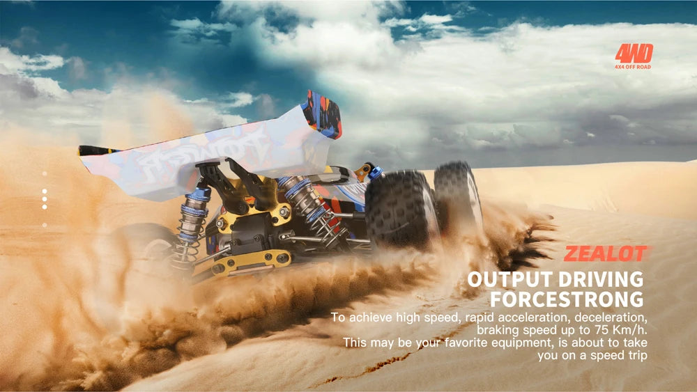 RC 124007 & 124019 High-Speed 1:12 Electric 4WD RC Racing Cars - 75KM/H & 55KM/H Drift Crawler with 3000mAh Battery