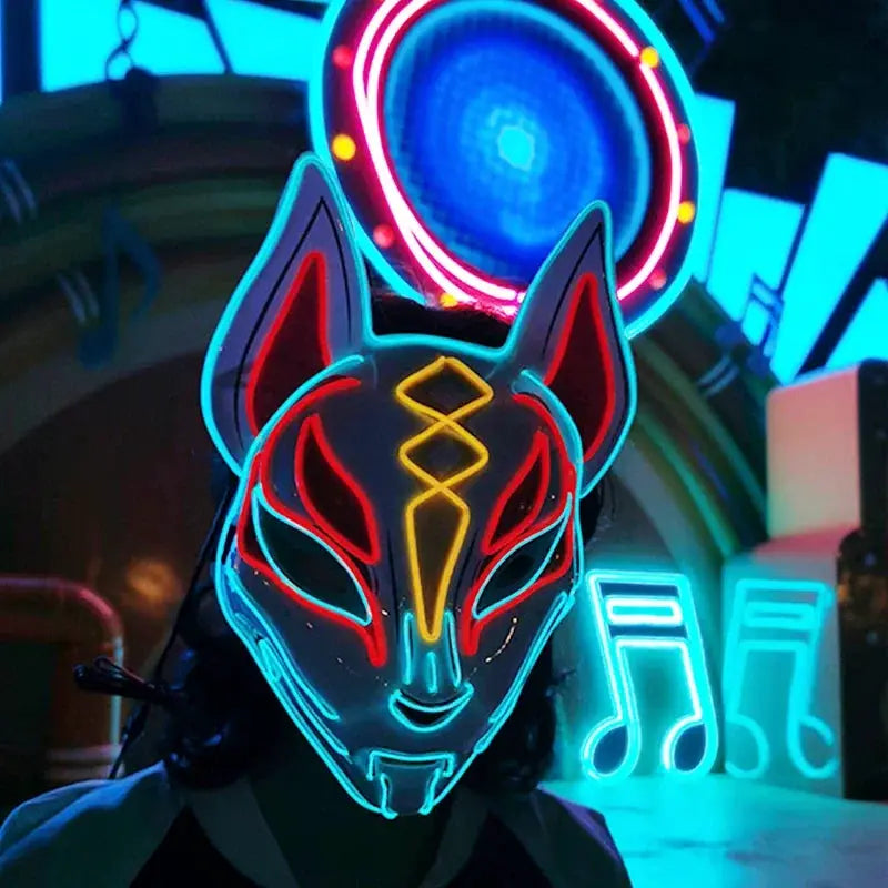 Hot Sale Anime Mask Halloween Cosplay Fox Masks Neon Light up Masks LED Luminous Mask Glow In The Dark Carnival Party Supplies - ToylandEU