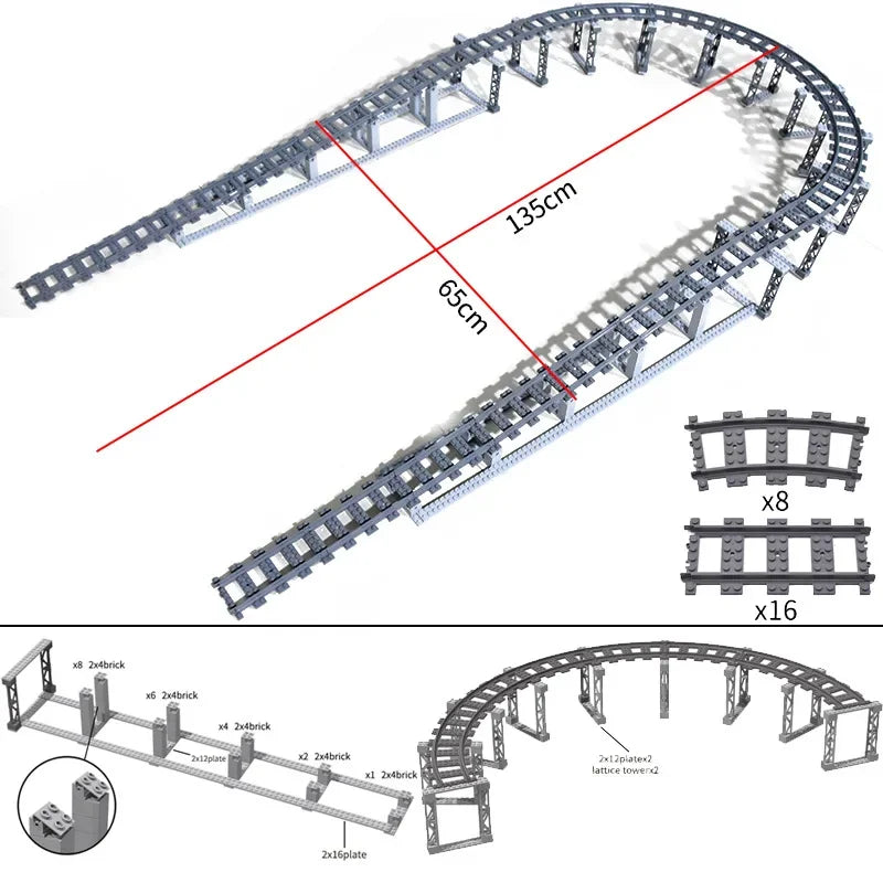 Train Track Building Blocks | Compatible With LEGO | Bridge Cross Track | Cross Track Set
