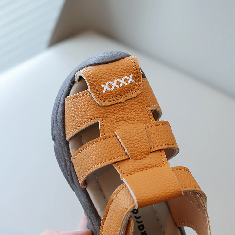 Kids Sandals | PU Leather | Anti Slip Hook Loop Closure | Age 4 To 6 Years