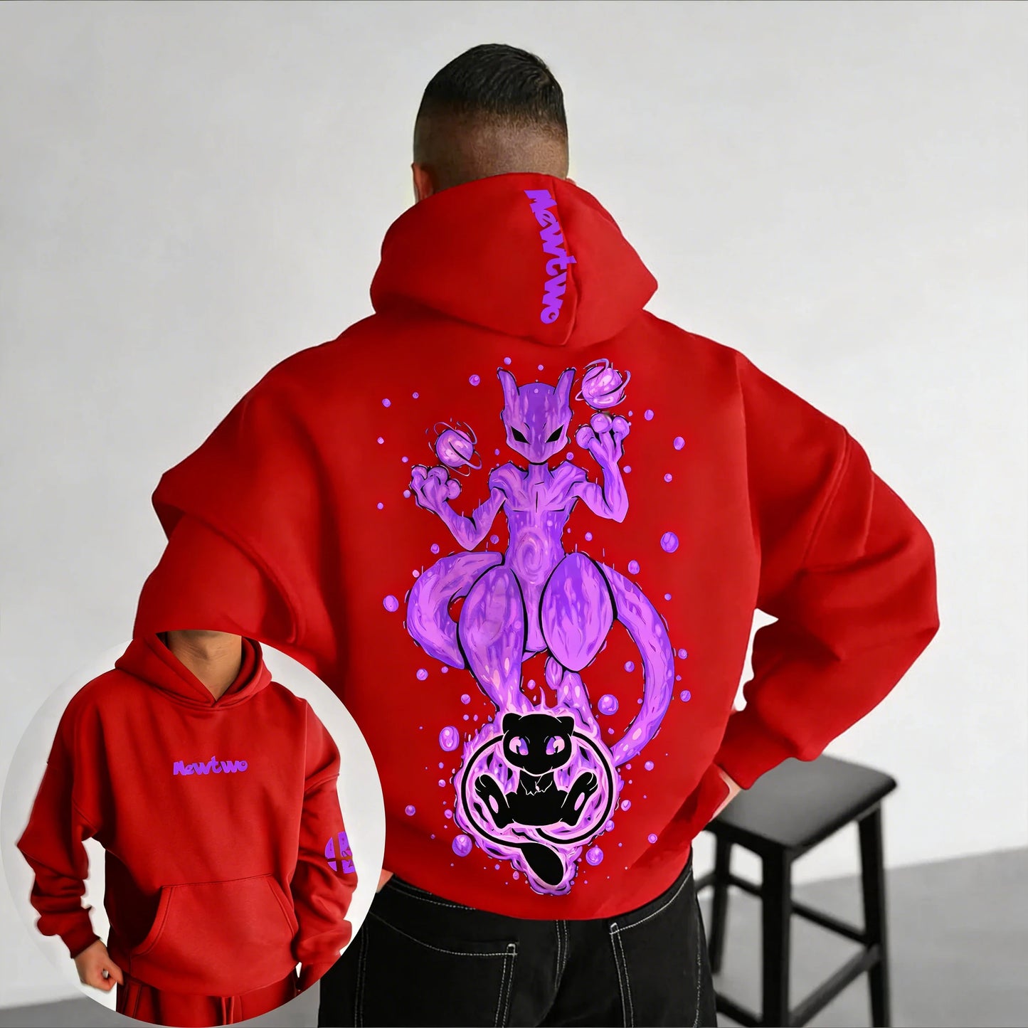 Hoodie | Pokémon Mewtwo Graphic | Cotton Blend | Unisex Harajuku Style