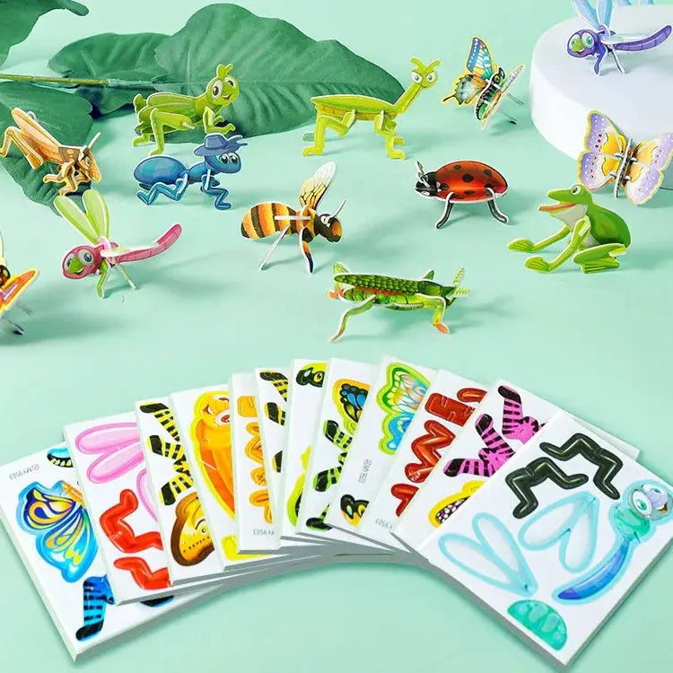 30Pcs Cartoon 3D Animal Insect Theme Paper Jigsaw Puzzles Toys for Kids Birthday Party Favors School Rewards Pinata Fillers - ToylandEU