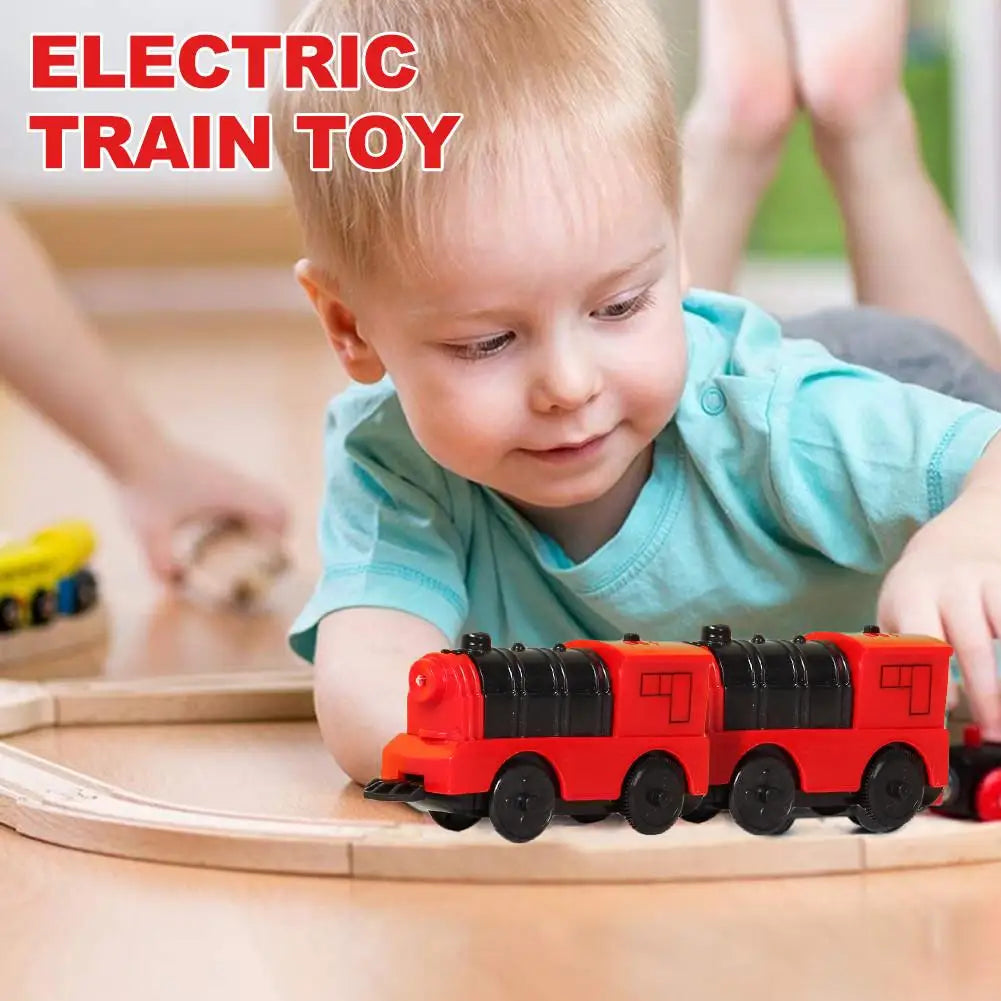 Kids' Battery-Powered Wooden Electric Train Toy with Realistic Design - ToylandEU