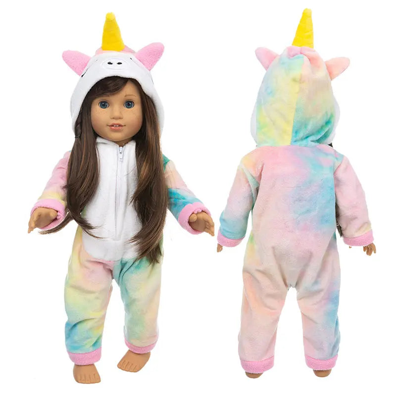 Cozy Animal Pajamas For 18 Inch American Girl Doll