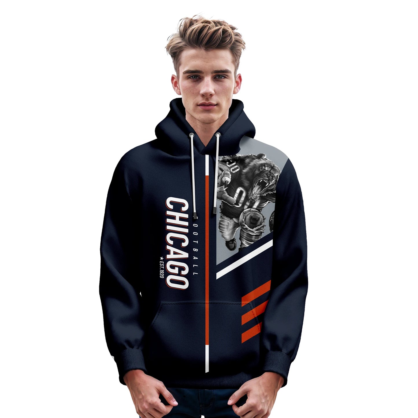 Personalized Chicago City Mascots American Football Hoodie for Men, Women, and Youth - Custom Printed with Any Name and Number