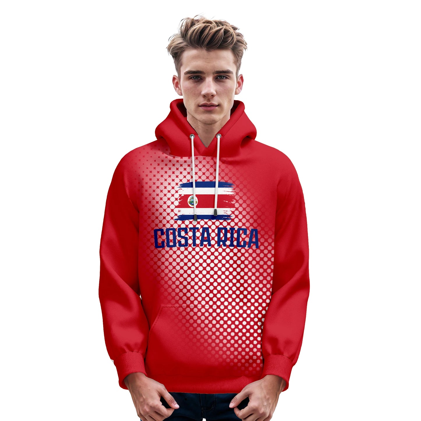 Personalized Costa Rica Soccer Hoodie Tracksuit for Men, Women, and Youth - Custom Name, Number, and National Flag Pullover Sweatshirt