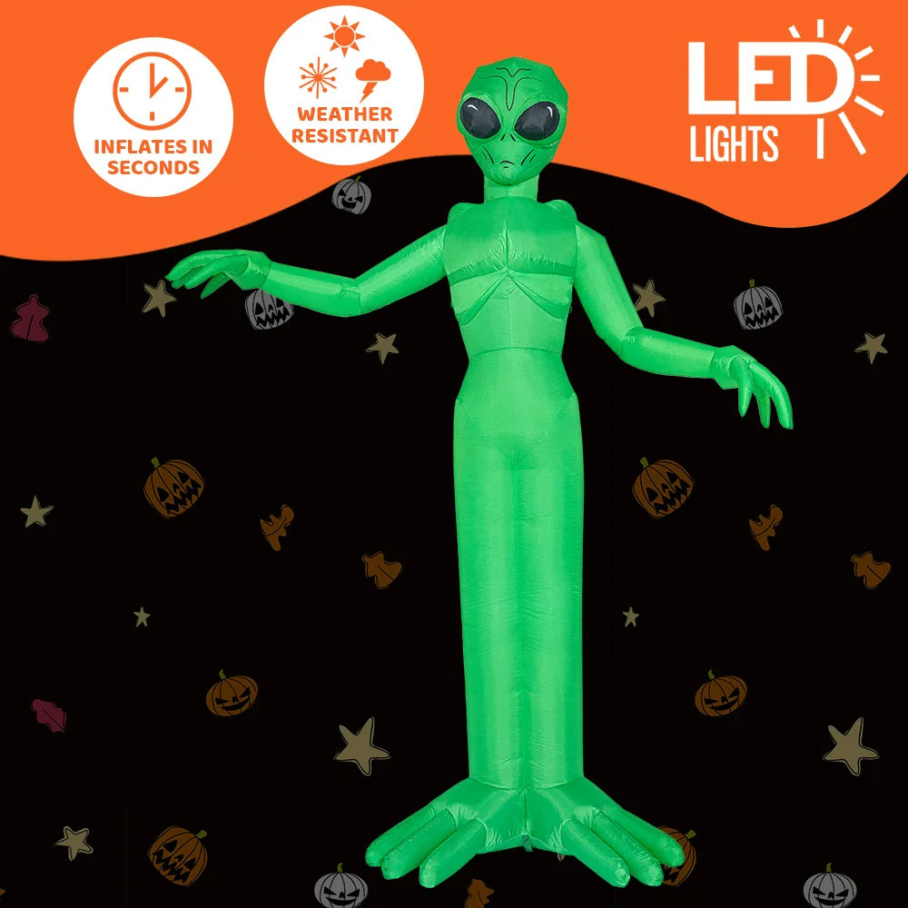 9 Ft Outdoor Inflatable | Led Lit Halloween Alien | Lawn Yard Decor | Seasonal