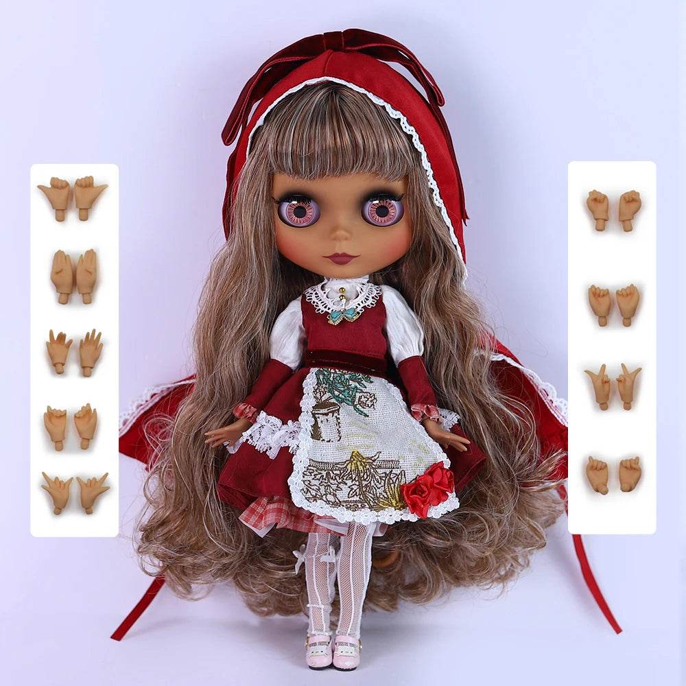 ICY DBS Blyth Doll 1/6 Joint 30cm Black Skin Matte Face Fashion Set Doll BJD Toy Gift - ToylandEU