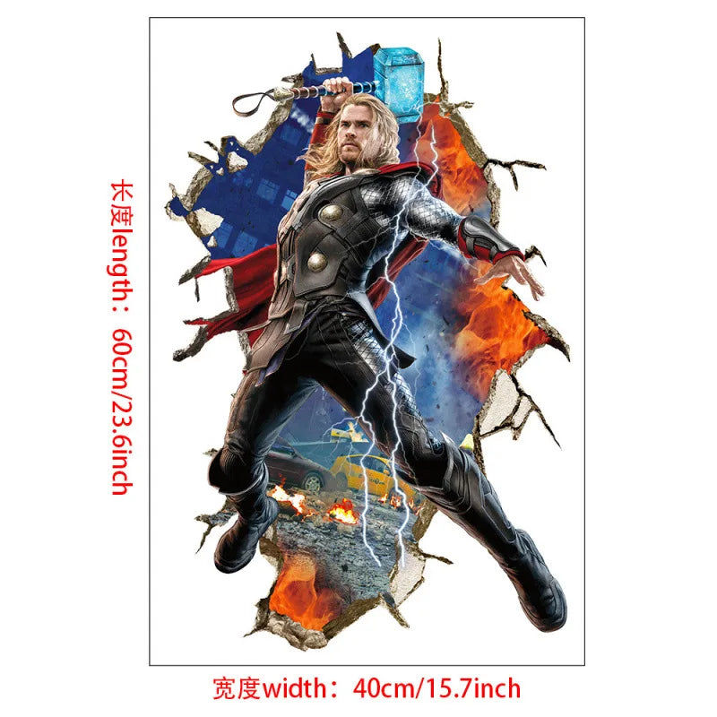 3D Wall Sticker | Avengers Theme | 60x40 cm | Hulk Iron Man Captain America Thor